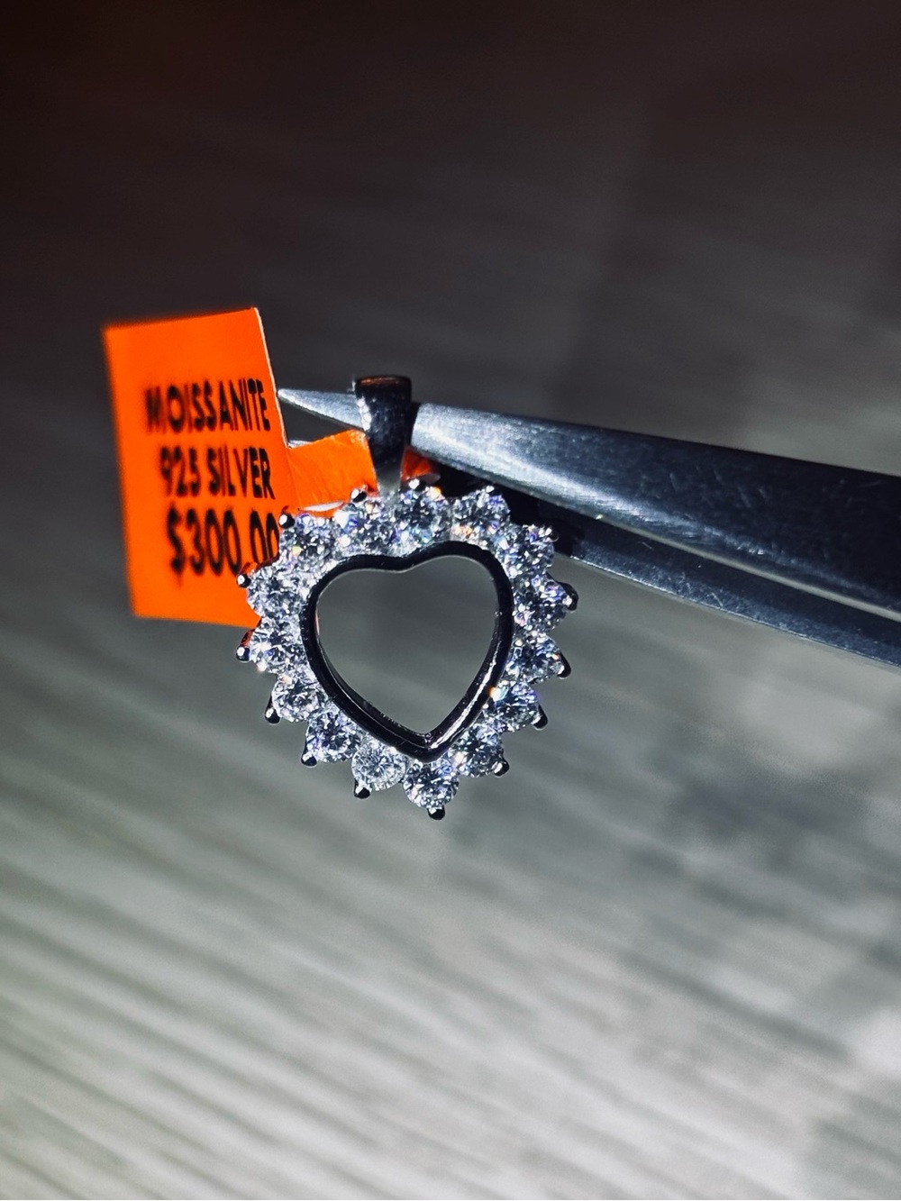Solid 925 Sterling Silver VVS Moissanite Open Heart Halo Pendant - Picture 11 of 12